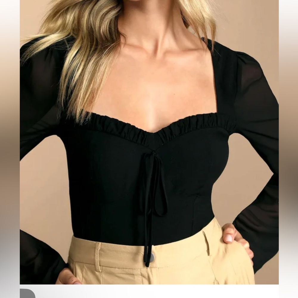 Be Your Date Black Bustier Backless Long Sleeve Bodysuit